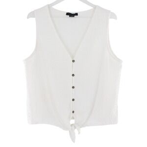 Sanctuary Sleeveless Tie Front Button Up Top XXL White CT3621NP3
